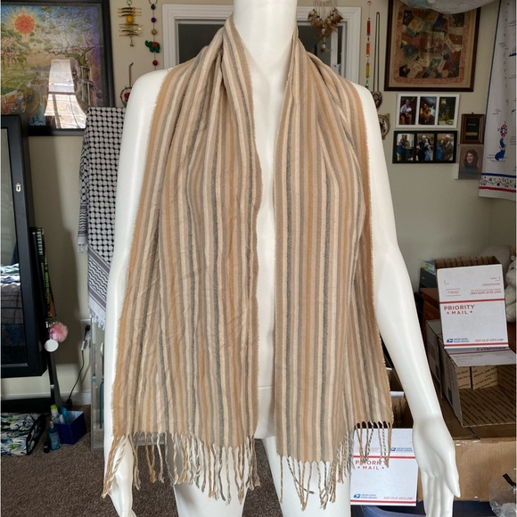 tan striped scarf - Picture 1 of 3